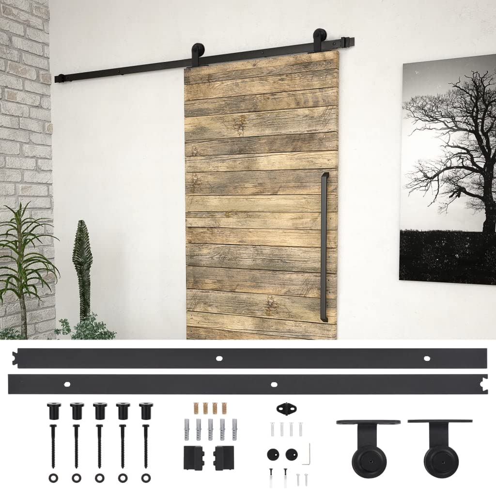 200 cm Herraje para Puerta Corredera Kit de Accesorios para Puertas Correderas Guia Puerta Corredera Negro