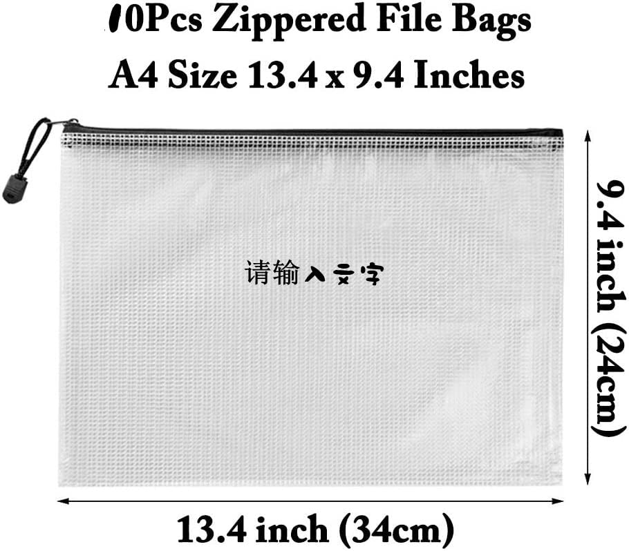 Plastic Wallets A4 Zipped Wallets A4 Zip Wallet Zipper Bags Bags Mesh Document File Folders - Image 2