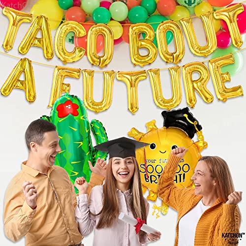 Image of KatchOn, Taco Bout A Future Balloons Set - Pack of 17 | Taco Sun & Cactus Foil Balloon For Graduation Decorations 2026 | Taco Bout A Future Graduation Banner For Festa Graduation Party Decorations