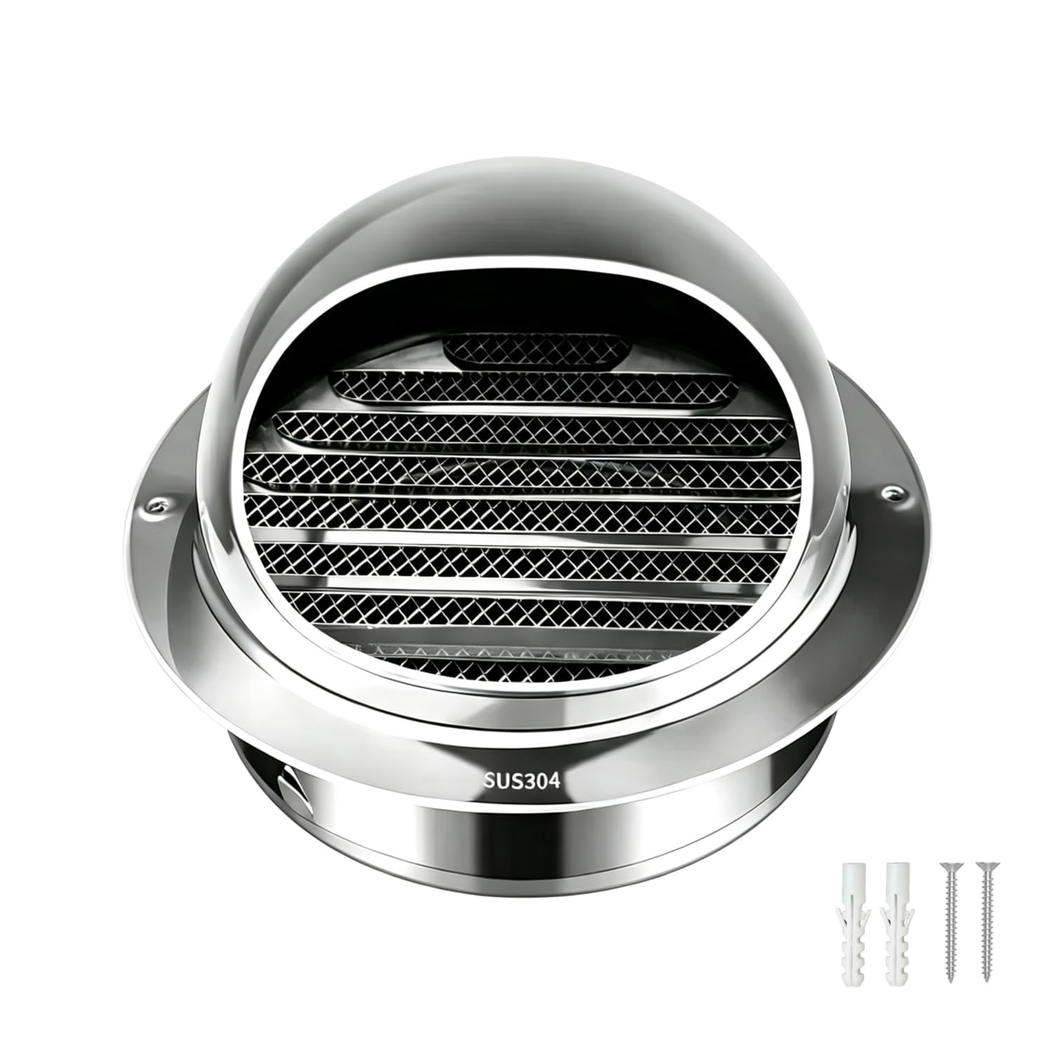 Loebrismis 1 Pcs 304 Stainless Steel Bull-Nose External Vent, 160mm Vent