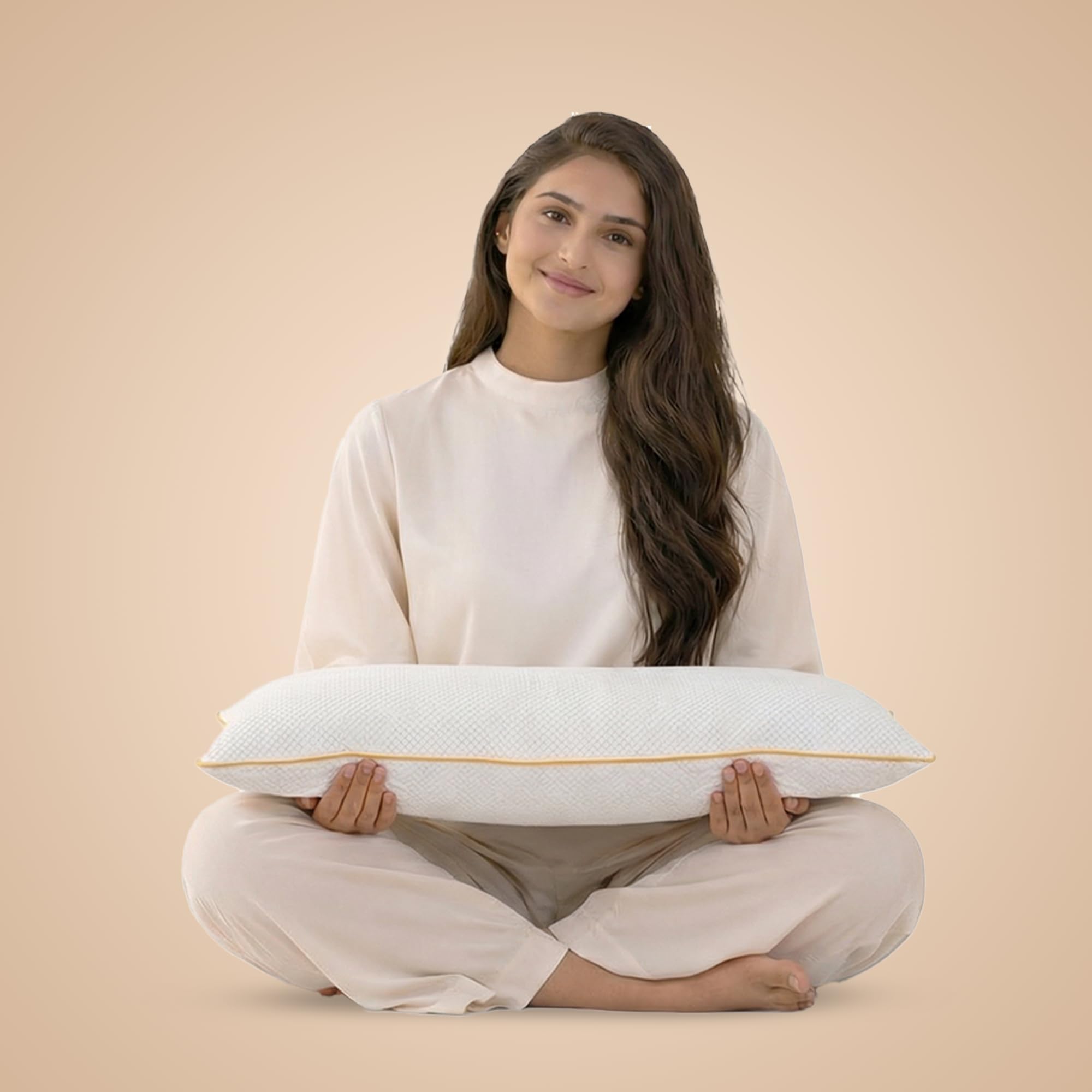 SleepyCat CoolTECโข Memory Foam Pillow | Full Size Ortho Support Pillow | No Sagging, Breaking or Flattening | Up to 4ยฐ Cooler | Perforated Memory Foam for Airflow | White, Set of 1 (25 x 16 Inches)