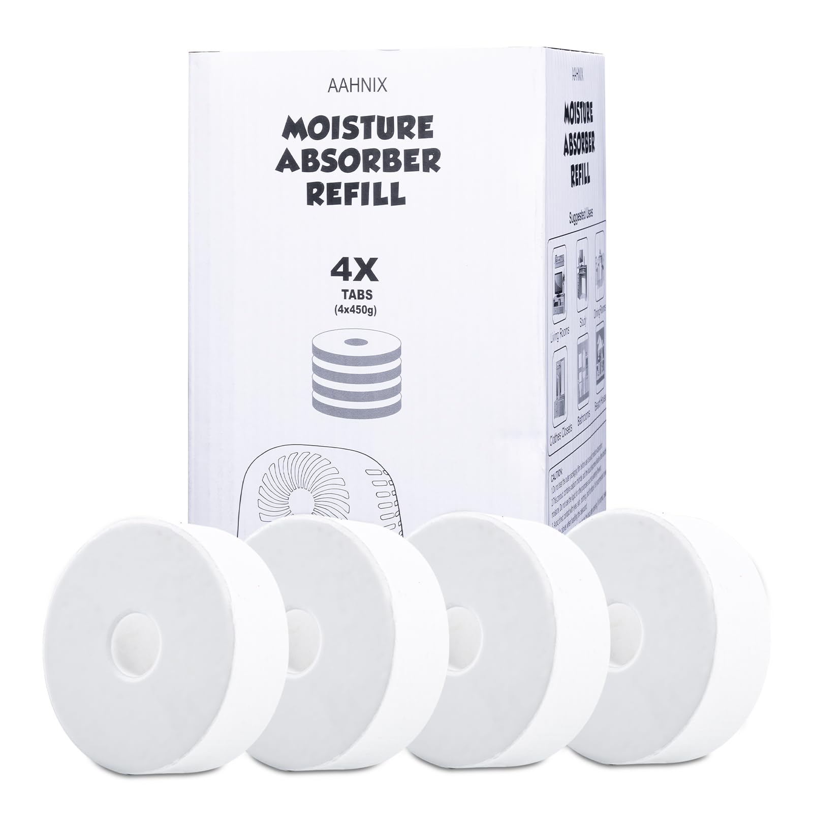 pack of 4, humidity absorber Refills Tablets, 15.9oz-4"H×1.6"W mini dehumidifier Tablets – Moisture Absorber Prevents Excess Moisture And Fragrance Free