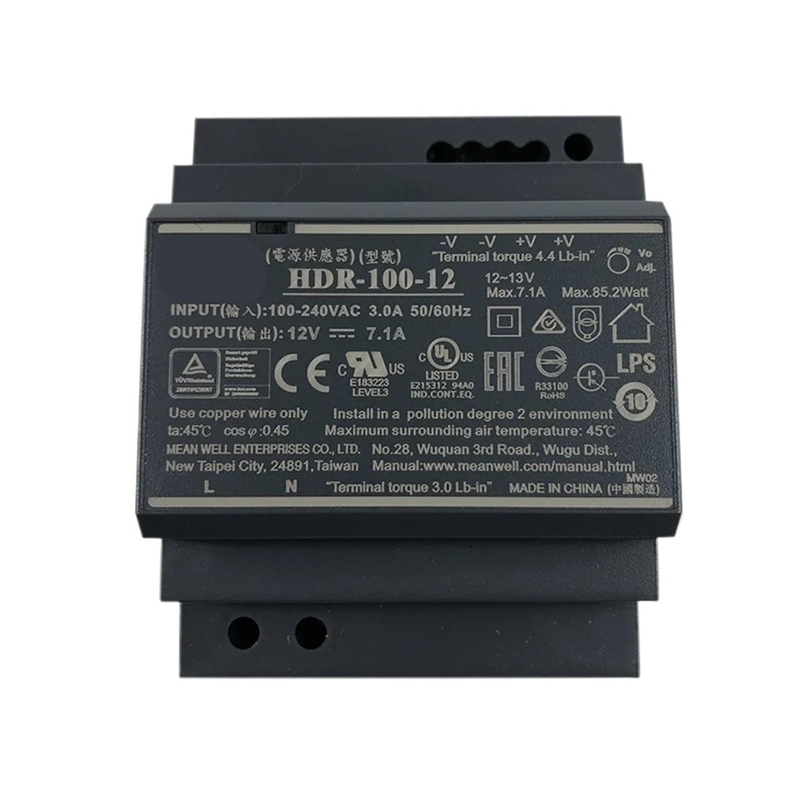 Alimentation à découpage HDR-100-48V 1.92A pour rail DIN 92W