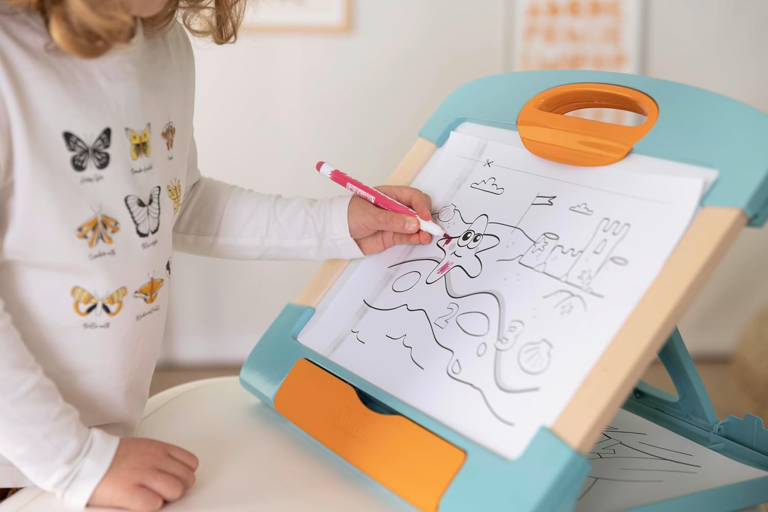 Smoby - Wooden Travel Board - Erasable and Magnetic Board for Children - Educational Game - Modular and Portable - Marker and Fabric - (7600410712)