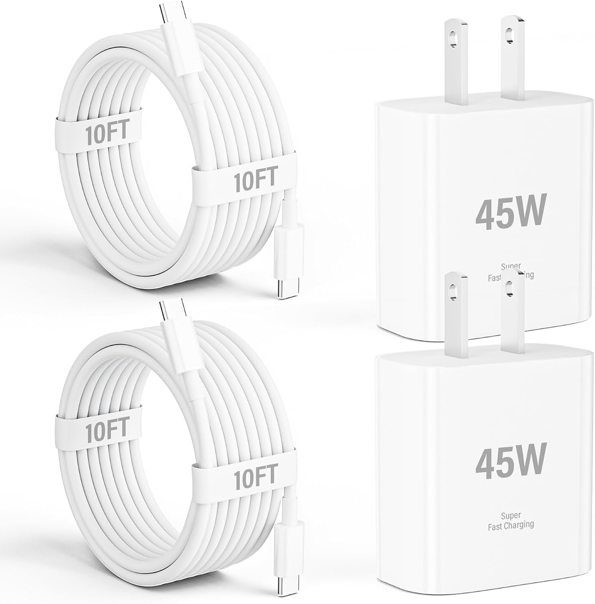 iPad Charger Fast Charging, 45W USB C Wall Charger Block + 10FT Cable | USB C Cable for iPad Pro 13/12.9/11 inch, iPad A16 11th/10th, iPad Air 13/11 inch M4/M3/M2/5th/4th, iPad mini 7/6, New iPhone