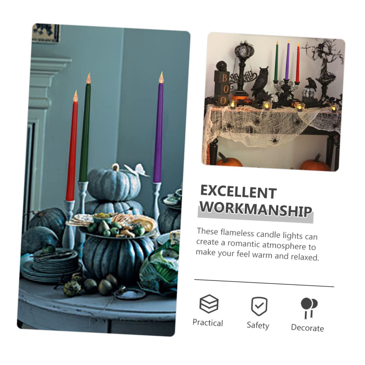12 Pezzi Candele Elettriche senza Fiamma Rosse Luci LED Batteria per Decorazioni Natalizie Feste e Matrimoni Design Candela Lunga