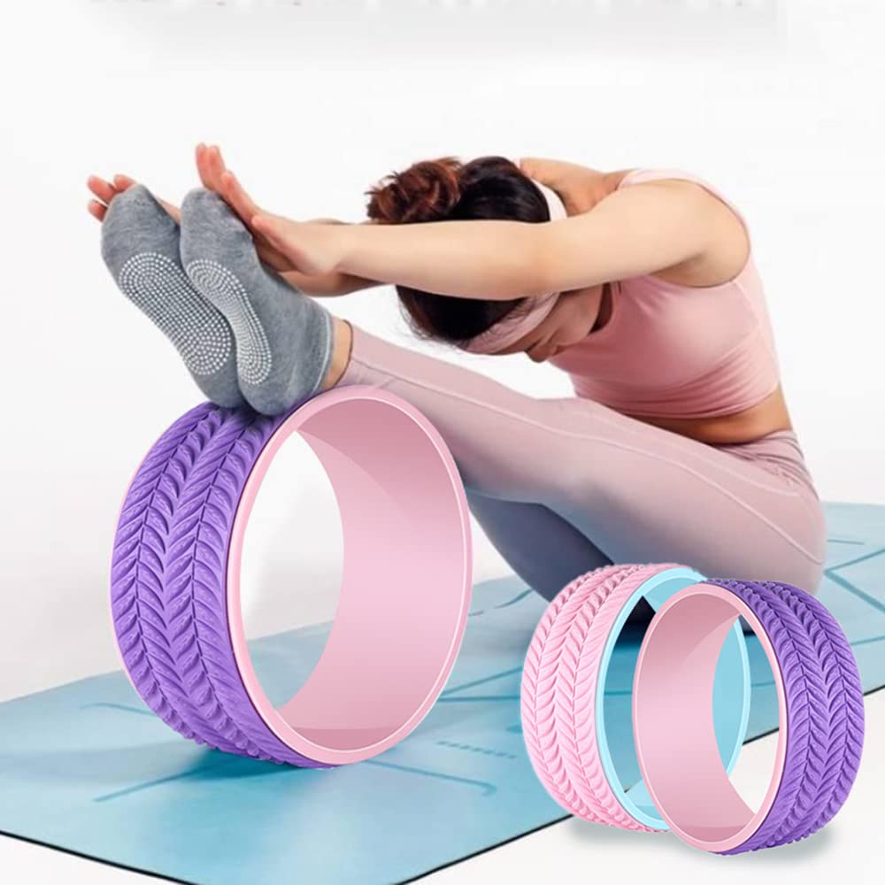 3D Fitness Yoga Rückenrolle Design Anti Rutsch Yoga Rolle Pilatus Rand Doppelfarbe Yoga Rad Trainingsgerät,Rosa