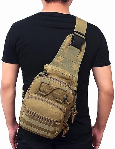 Miniatura 6 de NuCamper Mochila táctica tipo bandolera militar Rover, mochila de hombro Molle Assault Range Bags Men's Chest Pack para senderismo, viajes, Caqui,