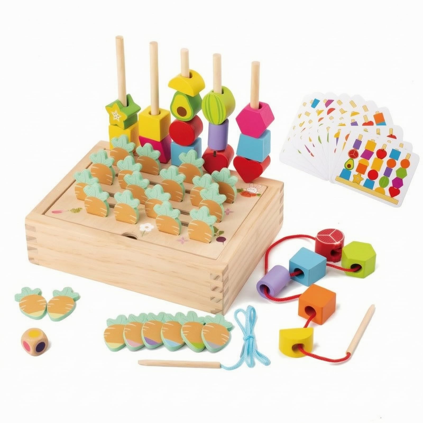 Kreativ Steckspiel mit Bausteinen | Speichelfest, Box mit Lernspielzeug, ungiftig, für Zimmer, Garten,