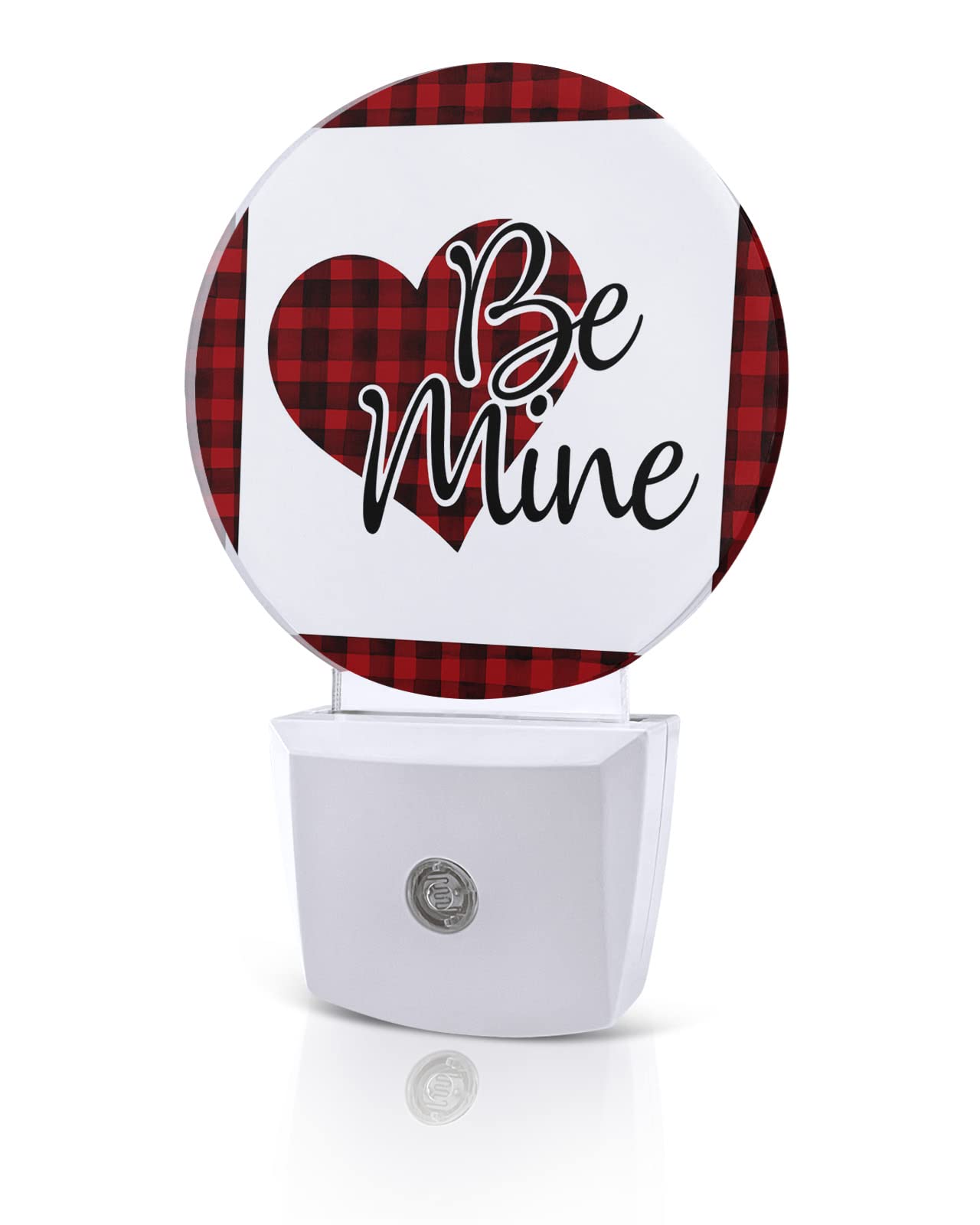 LED Night Light Plug Into Wall, Valentines Day Night Light for Kids Soft Night Lights with Dusk to Dawn Sensor Nightlight for Bedroom Bathroom Nursery Kitchen Be-Mind Love Red Buffalo Plaid