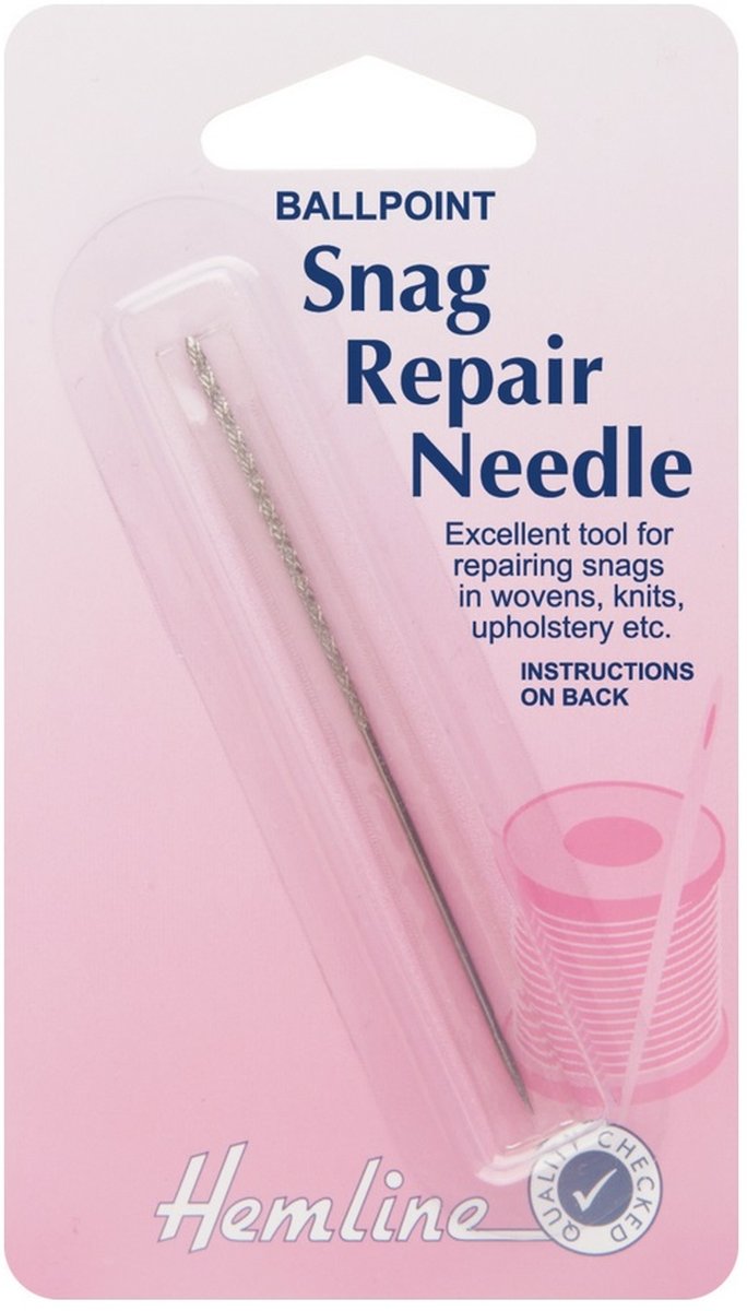 Brand:-Hemline Hemline H247 | Snag Repair Needle With Sticky Shank & Ballpoint End 8Cm