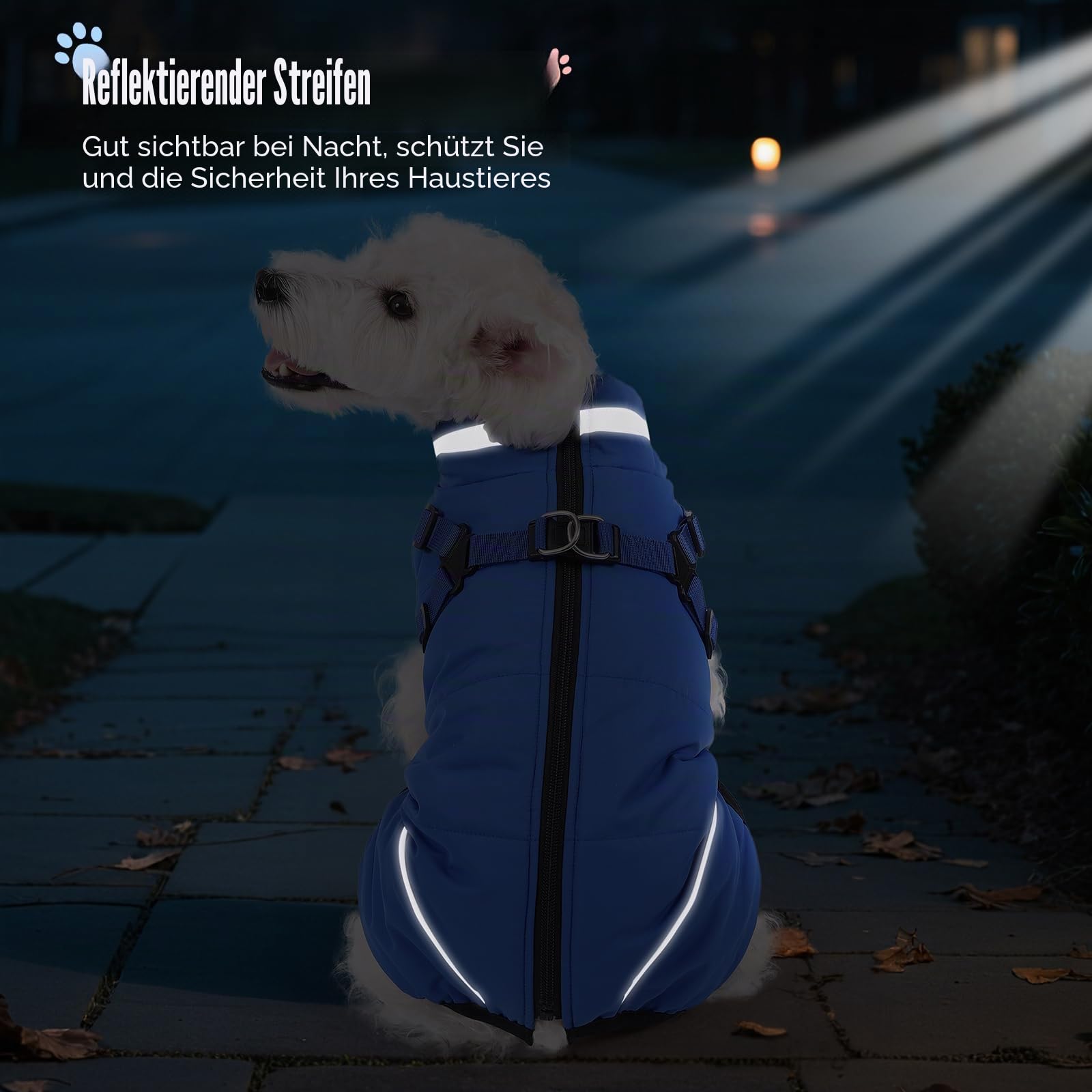 Poseca Hundejacke Hundemantel mit Geschirr Hunde Winterweste Gefüttert Wasserdicht Gepolsterte Weste Mit Brustgurt Welpen Reißverschluss Warme Jacke