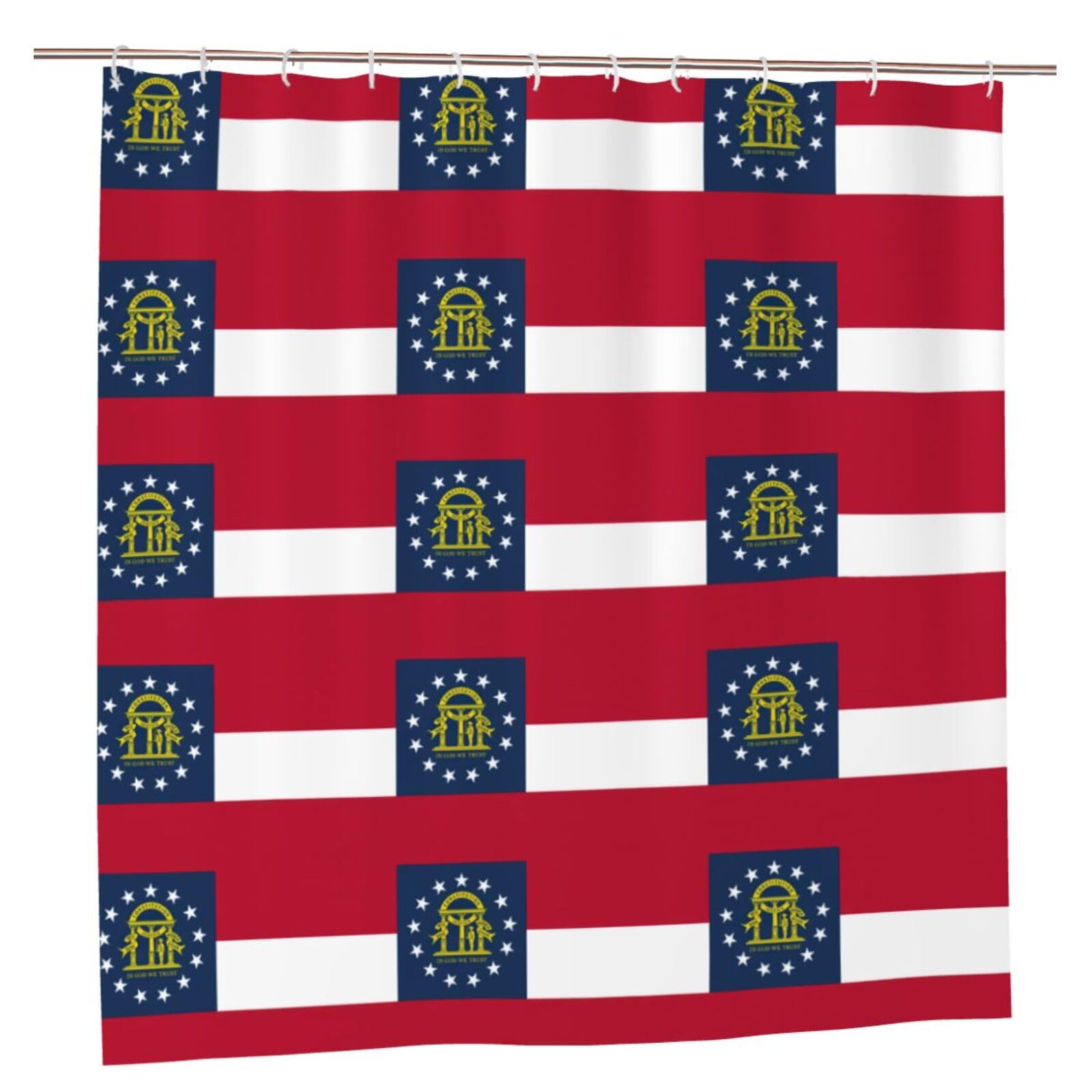 Rideau de douche haut de gamme drapeau Géorgie en polyester anti-rouille