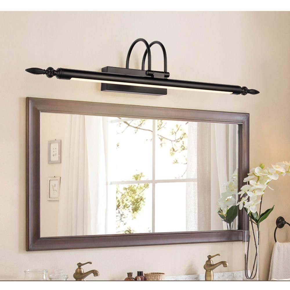 LED Spiegellampe Badleuchte 9W 630Lm Badlampe Warmweiß Spiegelleuchte Badezimmer Wasserdichte Eisen Retro Schrankleuchte Schminklicht Schwarz Spiegelschrank Lampe Acryl für Bad Spiegel L56cm