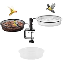 Deck Bird Feeder Deck Mount Bird Bath Spa Dual Use Deck Flower Stand Flower Pot Perfect for Attracting Birds Removable Adjustable Heavy Duty Solid Steel Bronze