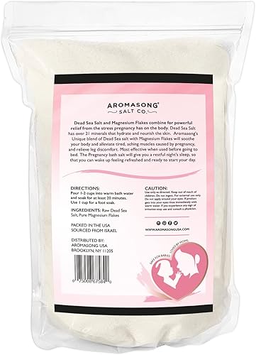 Miniatura 8 de Aromasong Baño de embarazo en el Mar Muerto de 5 libras - Copos y minerales de magnesio puro sin perfume - Embarazo y dolores musculares posparto y