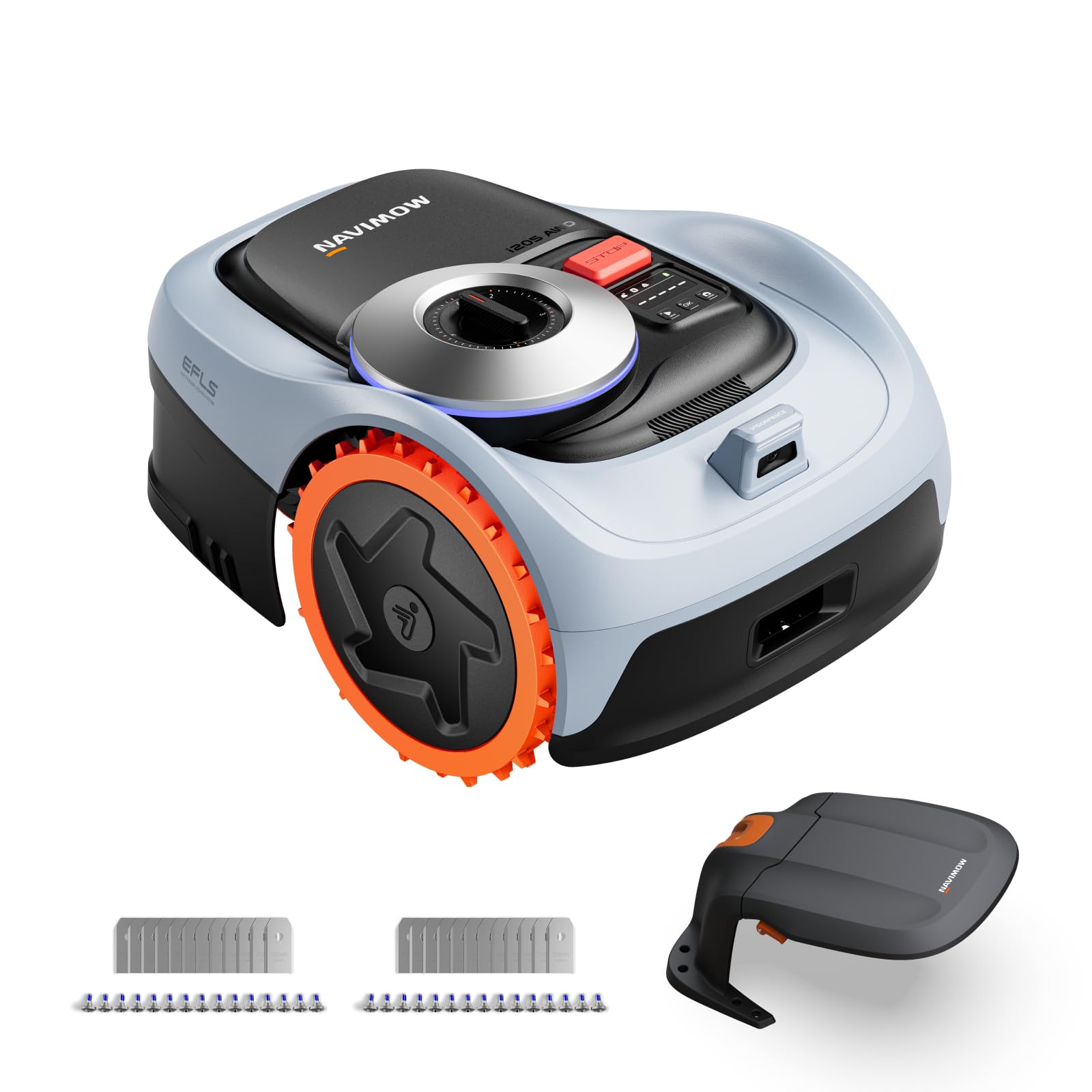 NAVIMOW Segway i205 AWD (Neuer i105E) Mähroboter ohne Begrenzungskabel mit Garage S + 2 Sätze Klingen, für 500 m², für 45% Steigung, NRTK+Vision, Keine RTK Antenne erforderlich (Getrennter Versand)
