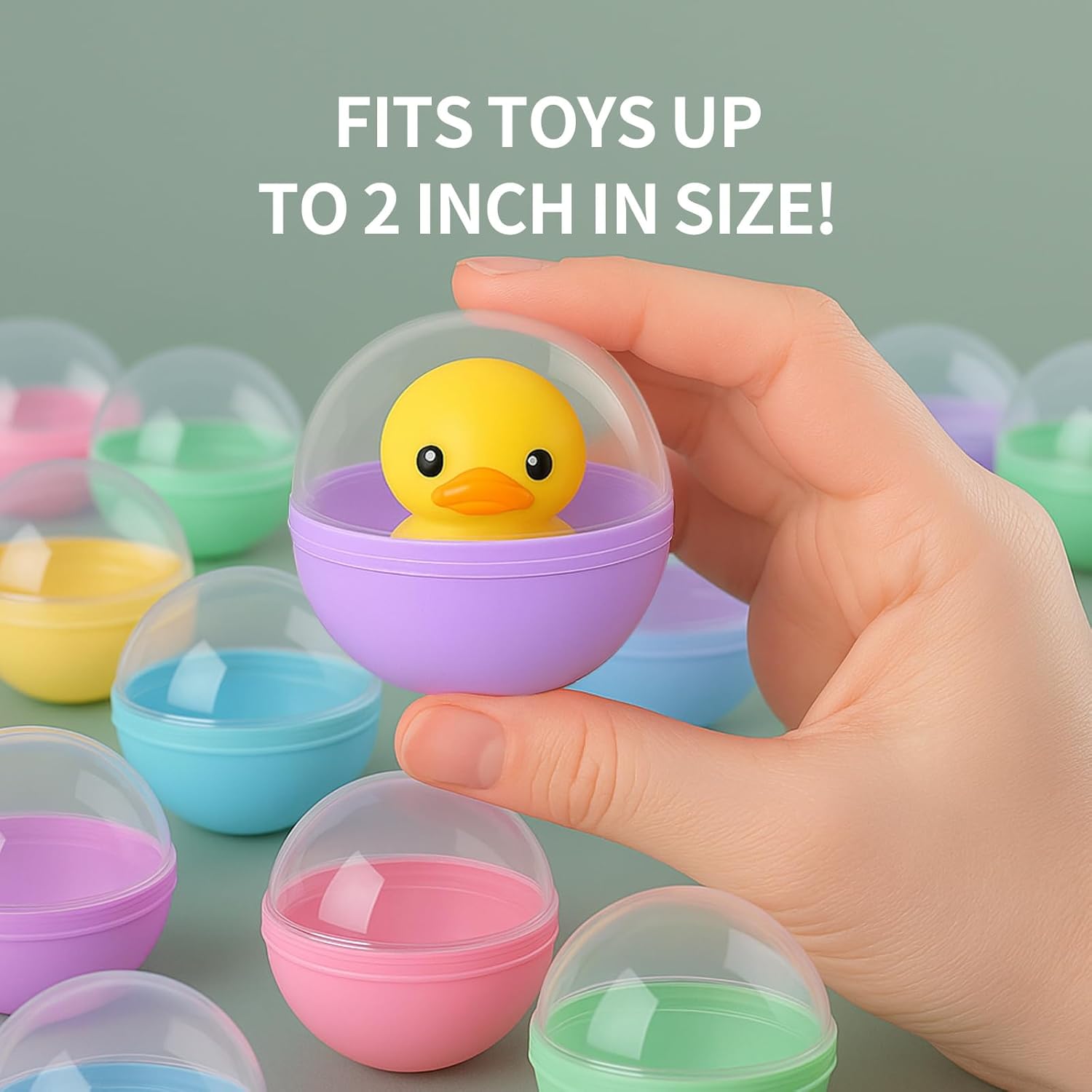 100Pcs 2 Inch Colored Vending Machine Capsules, Gumball Machine Capsules, Plastic Ball Container, Fillable Balls for Prizes, Easter, Party Favors (5 Macaron Colors)