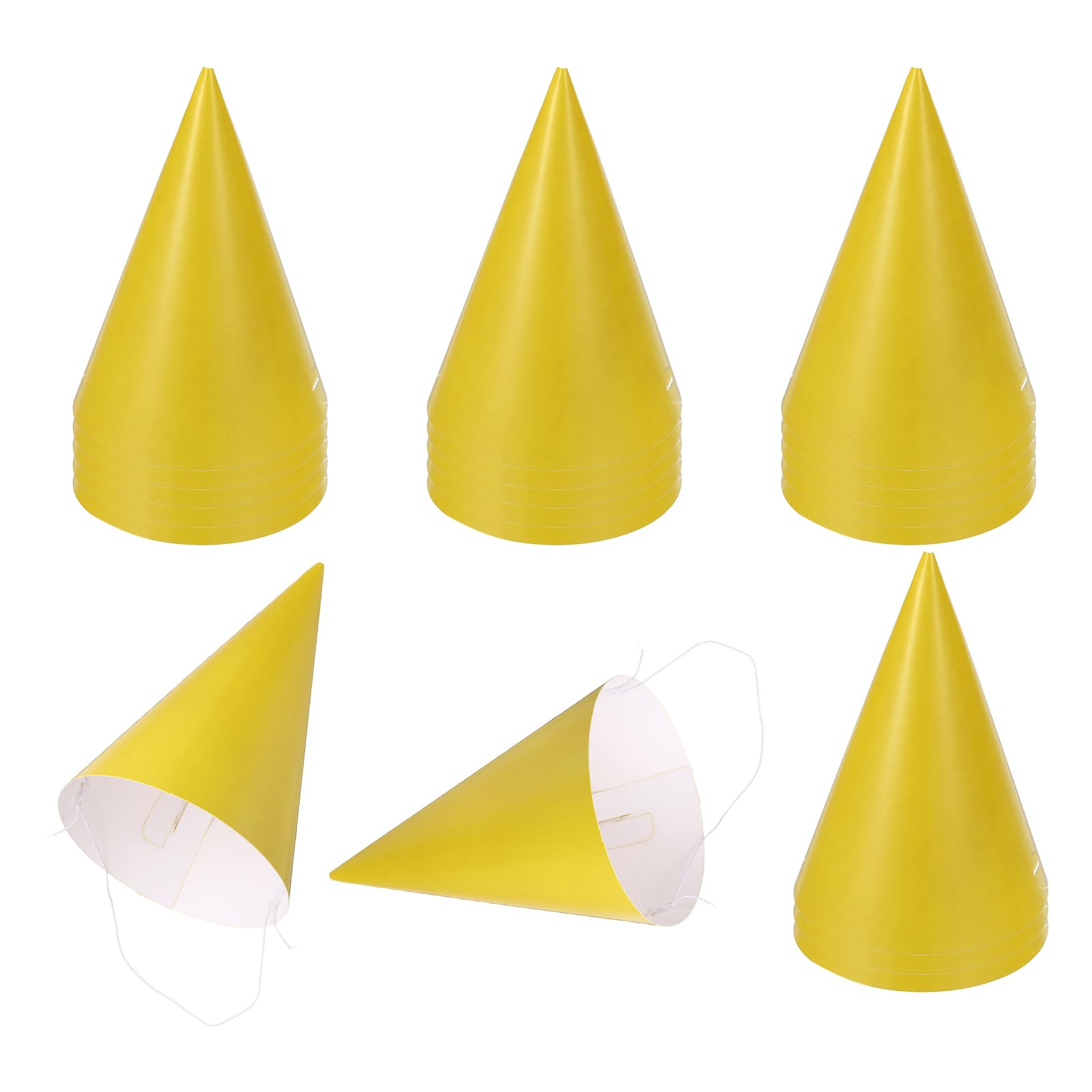 sourcing map 20Pcs Mini Birthday Party Hats, Colorful Paper Party Hat, Adjustable Cone Caps Birthday Decorations for Stuffed Animals Adults Parties Supplies Wedding Celebration, Golden Yellow