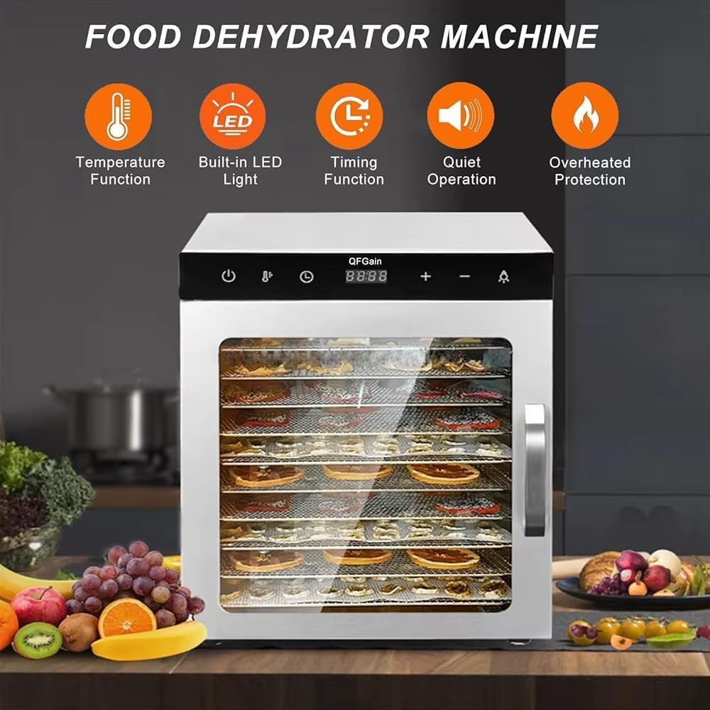 Home Freeze Dryer & Food Dehydrator Machine, Food Processer with 10/12 Stainless Steel Trays, 24-Hour Timer, Max Temperature 194℉, 10-Layer, 110V
