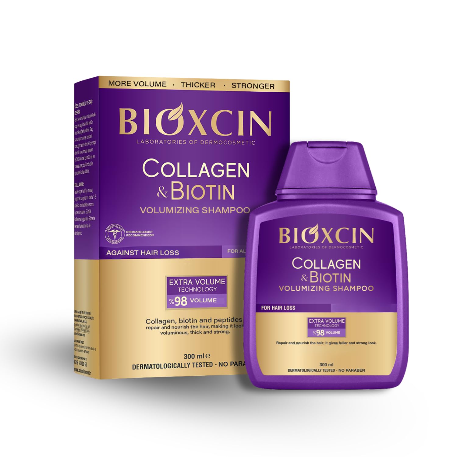 BIOXCINCollagen Biotin Volumizing Shampoo for Thin and Weak Hair, Extra Volume Strength Sulfate-Free, 300 ml
