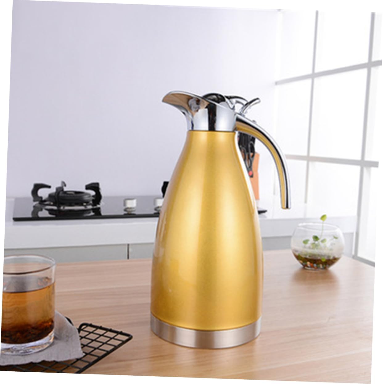 Stainless Steel Kettle Vacuum Insulated Pot for Hot Drinks Temperature Control Kettle Thermometer