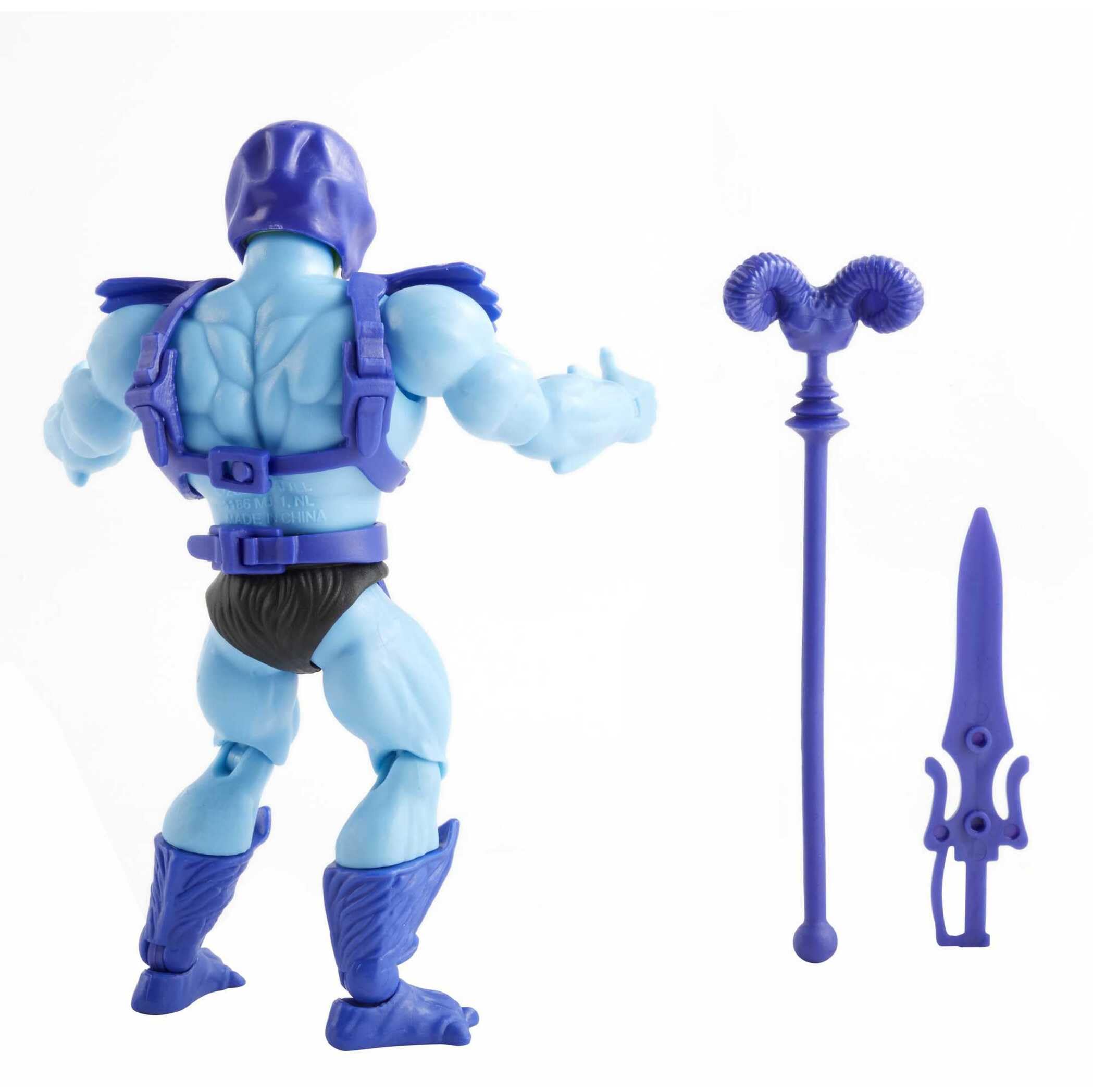 Masters of The Universe Origins Figura de acción de Skeletor, Juguete de Villano de televisión de 13,97cm, Motu 1980, diseño detallado con arnés, báculo Havoc y Espada, JNP98