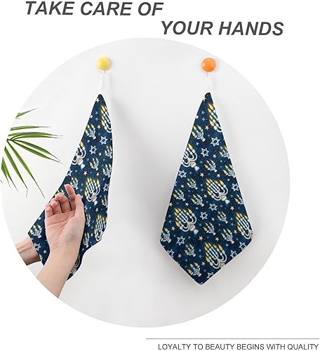 Miniatura 4 de Decorative Hand Towels for Bathroom - Retro Candle Print Soft Absorbent Small Bath Hand Towels for Kitchen, Farmhouse, Spa, Hotel, Guest Tea and