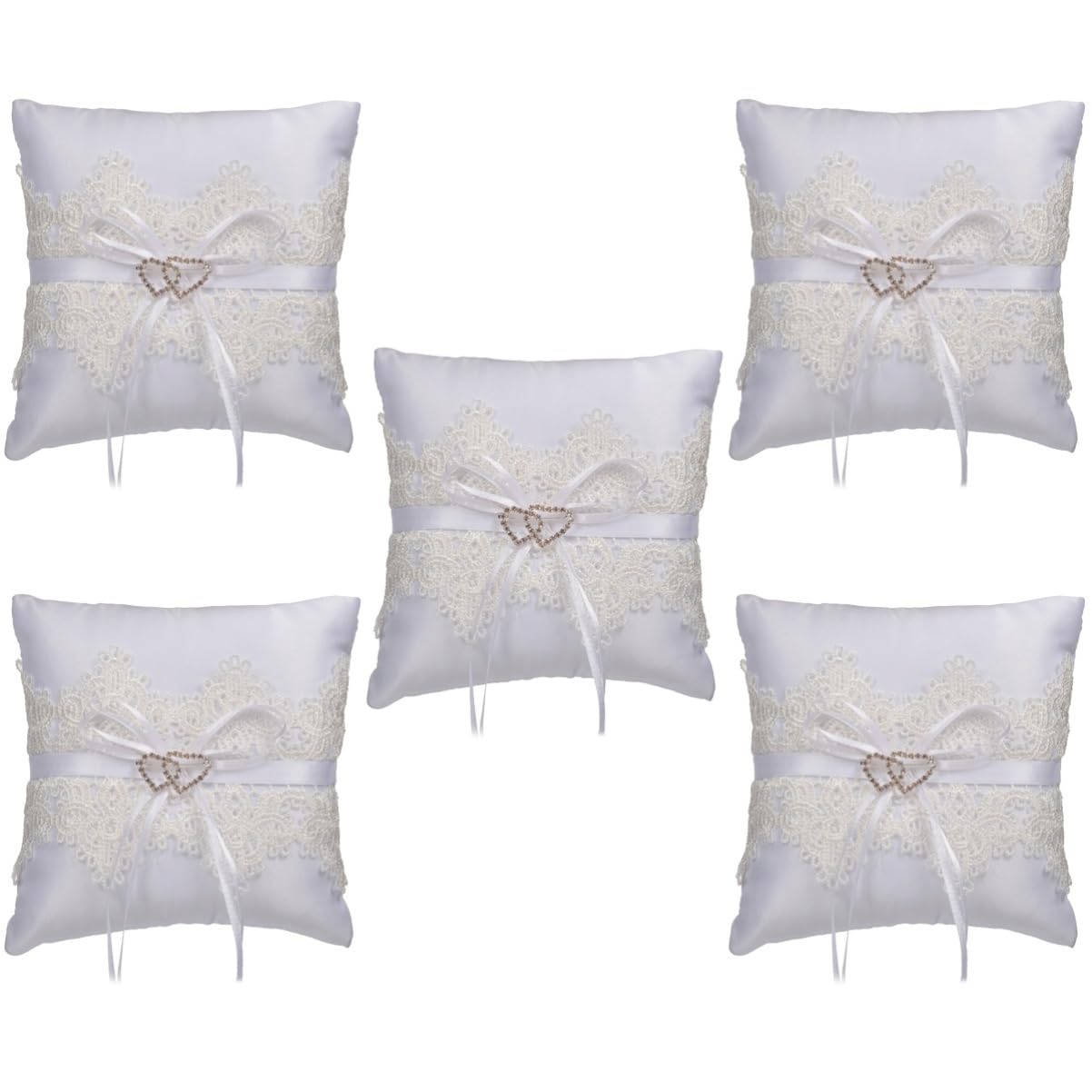 Cabilock 5 Pz Cuscino Di Perle Ad Anello Chiaro Gioielli Nuziale Decorazioni Accessori Anelli Per Le Donne Impostore Carta Agitarsi In Piedi Cuscini Anelli Di Fidanzamento Pizzo Bianca