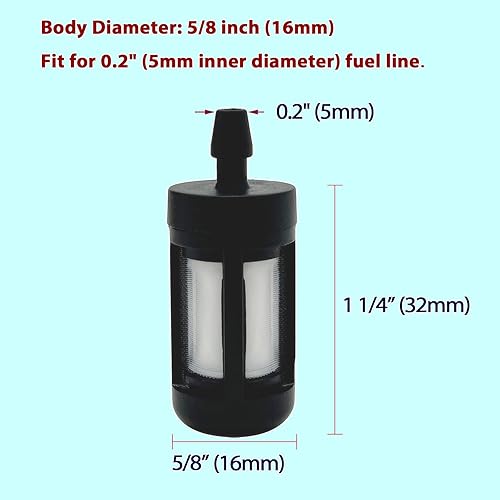 Miniatura 4 de Filtro de combustible de repuesto para motosierra Poulan Husqvarna Stihl de 2 ciclos, motor pequeño se adapta a línea de combustible ID de 0.2