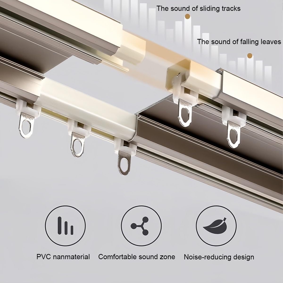 Ceiling Mounted Double Track, Conjoined Double Curtain Rail Track Heavy Duty Curtains Rods System Set For RV Curtain Bay Window(White,320CM)
