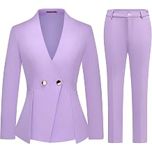Womens 2 Piece Outfits Two Buttons Business V Neck Blazer Casual Long Sleeve Pants Suits Work Sets