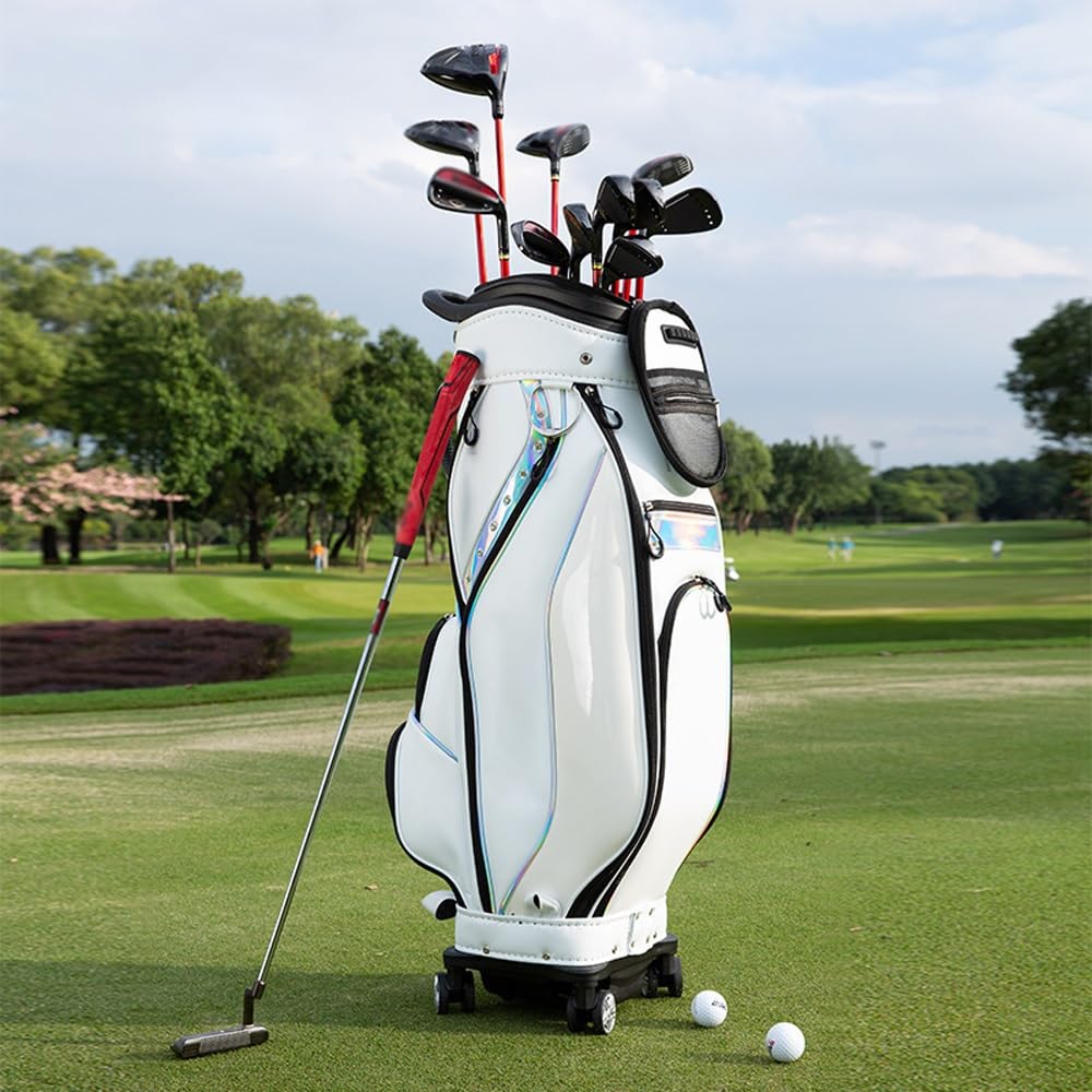Torba golfowa dla mężczyzn i kobiet, chowana torba na kije golfowe z kółkami, przenośna torba golfowa, łatwa do przenoszenia(Black)