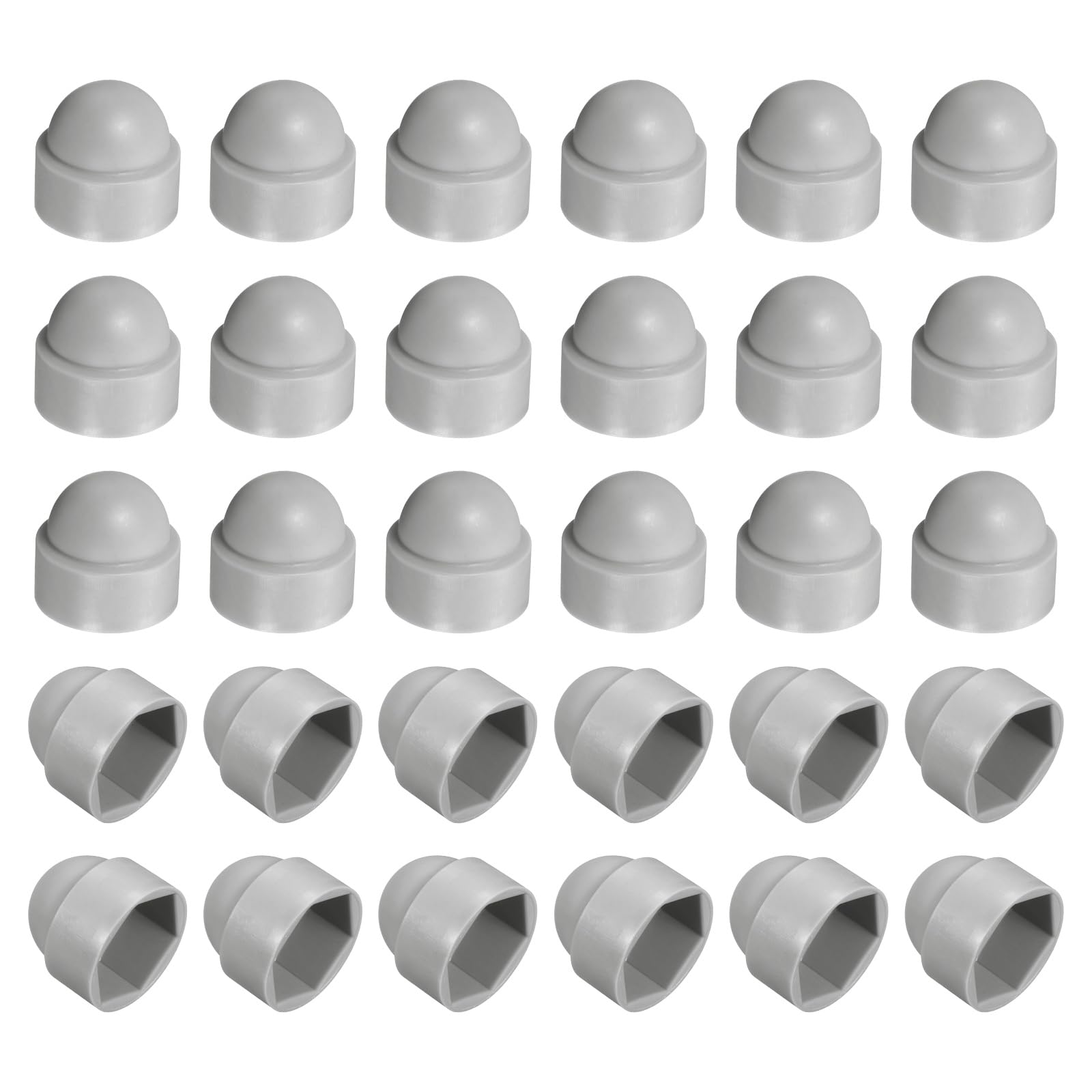 sourcing map Nut Protection Cap, 30Pcs M14x21x24mm - Plastic Hexagonal Screw Protection Cap, Dome Acorn Hex Head Bolt Covers, Waterproof Decorative Caps (Grey) — image 1
