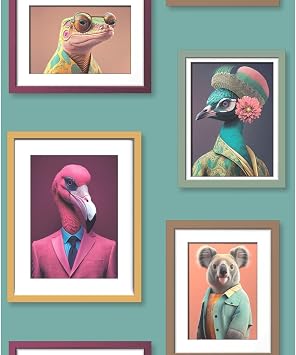 Fantastic Animals Cameleon, Peacock, Koala, Flamingo Wallpaper Multi Muriva 102574