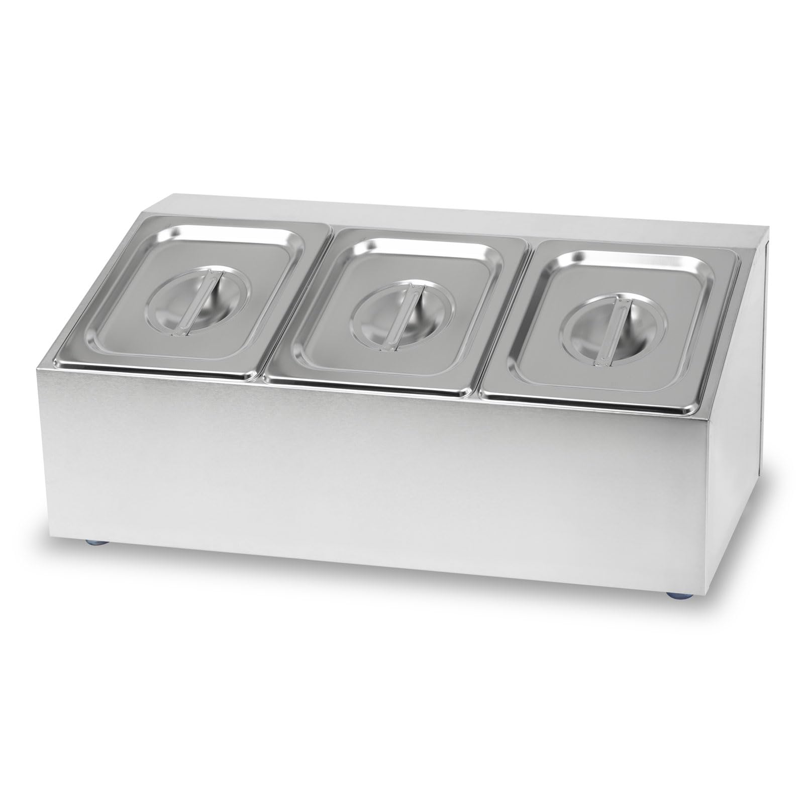 VERTES Recipiente para Ingredientes 3 x 1/6 GN Gastronorm, Acero Inoxidable, 100mm de Profundidad, Higiénico, Resistente a los arañazos, Resistente a temperaturas de -40° a 300°C, para baño maría