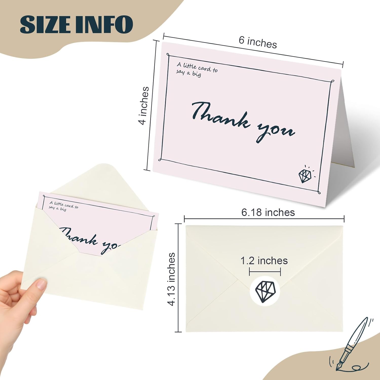 32 Pack Thank You Cards with Envelopes and Sealing Stickers, 4x6 Inch Blank Notes, Hand Painted Designs, 300gsm Premium Cardstock, Bulk Cards for Wedding, Graduation, Baby Shower, Anniversaries - Image 3