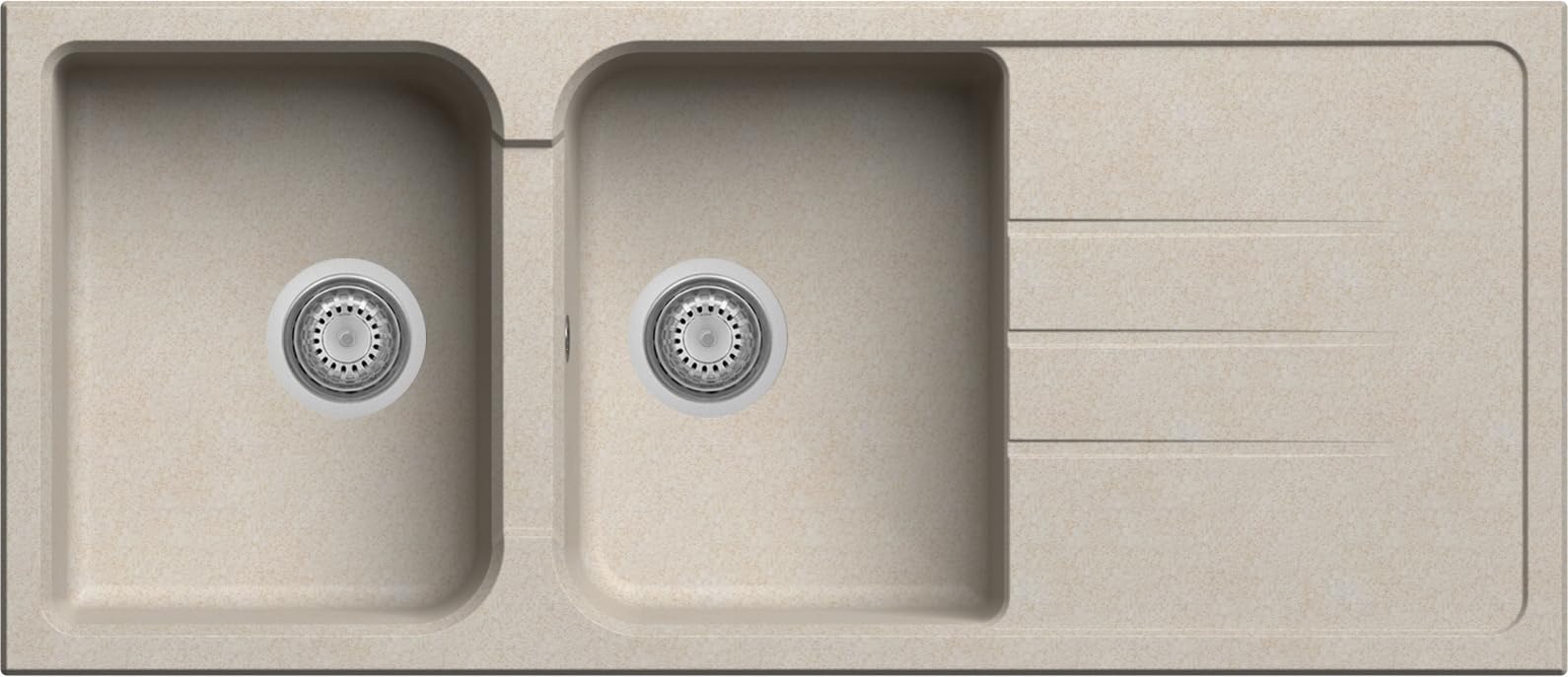 Lavello cucina Romeo avena 2 vasche con gocciolatoio 116 x 50 cm Made in Italy