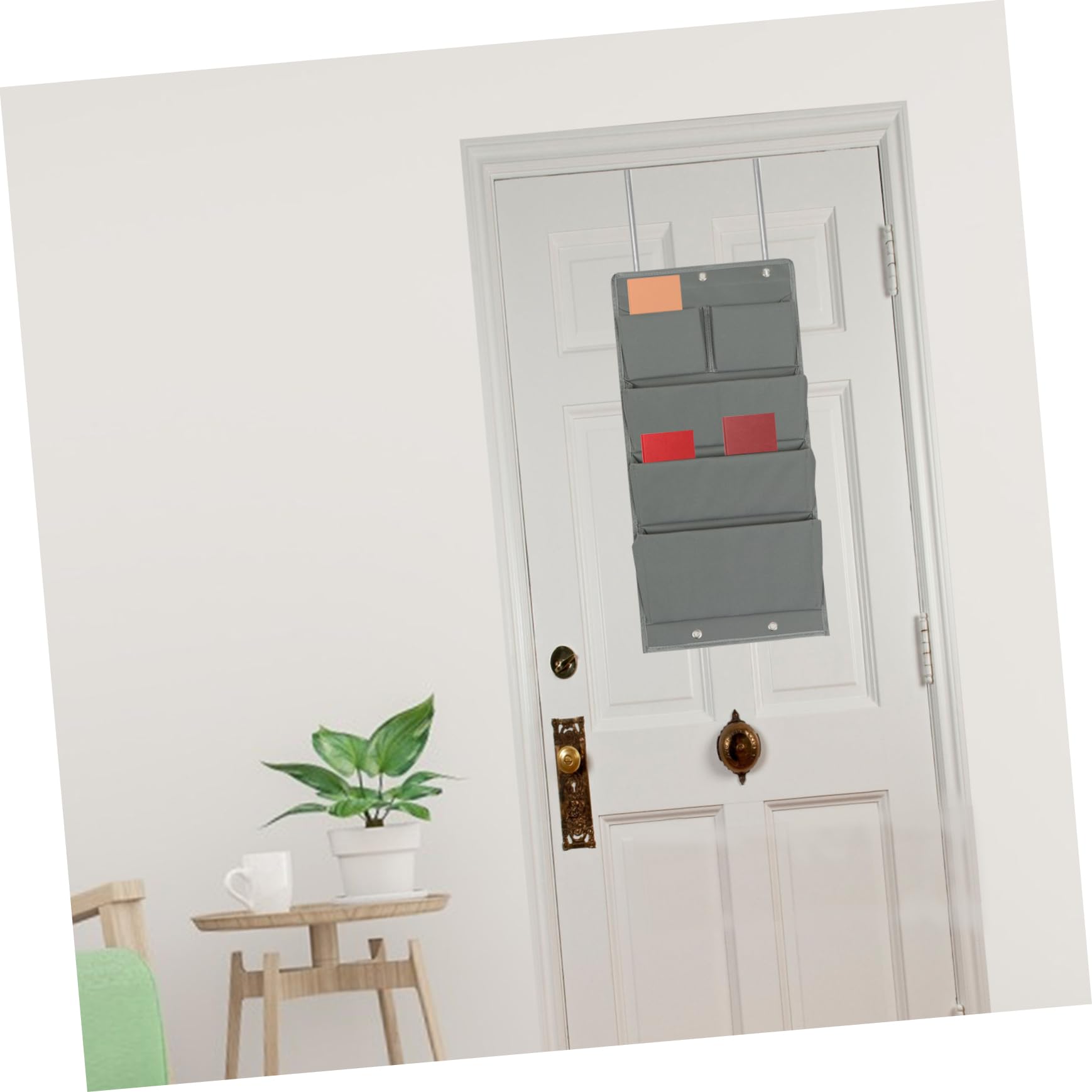 Organizer da Appendere alla Porta a 5 Tasche, 600d Oxford | Dietro L’anta, Grigio, Soluzione Multi-scomparto per Ordine e Spazio Extra in Camera o Dormitorio