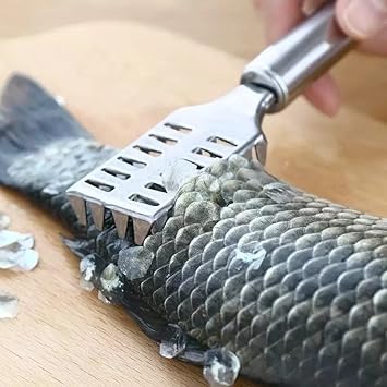 Kitchen Fish Scale Scraper Remover Scale Knife Peeler Skin Peeler Fish Tools Fish Skin Remover Stainless Steel Sawtooth Fish Cleaning Brush for Kitchen Fish Scaler Cutting Knife (1)