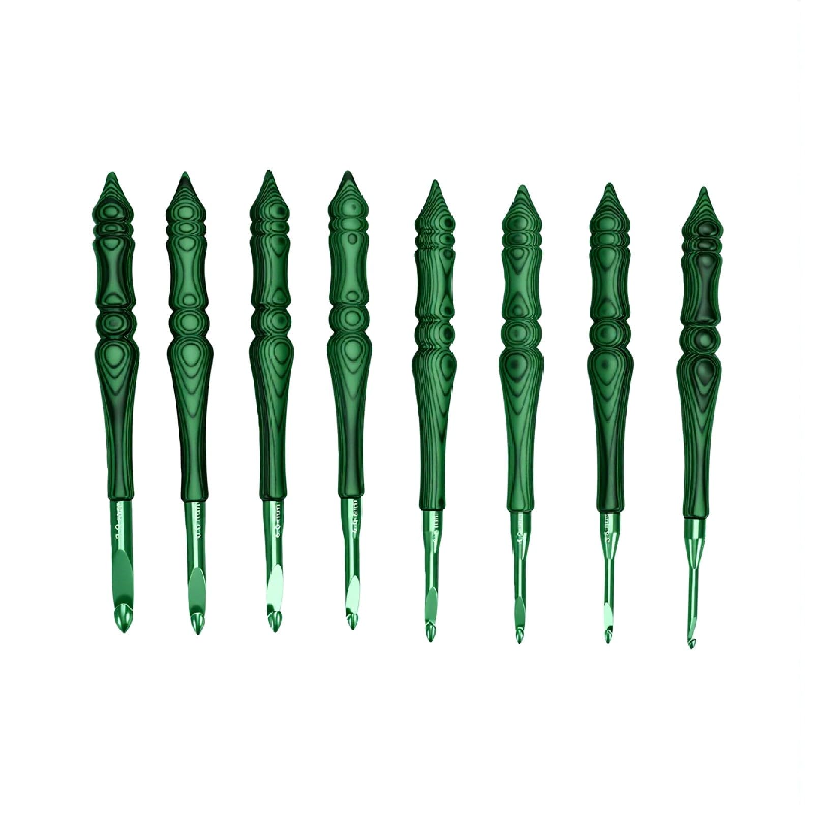GOWENIC Set de Ganchillos Ergonómicos de Aluminio 8 Piezas | Agujas con de Madera de 3,0-7,0 Mm para Bufanda de Ropa