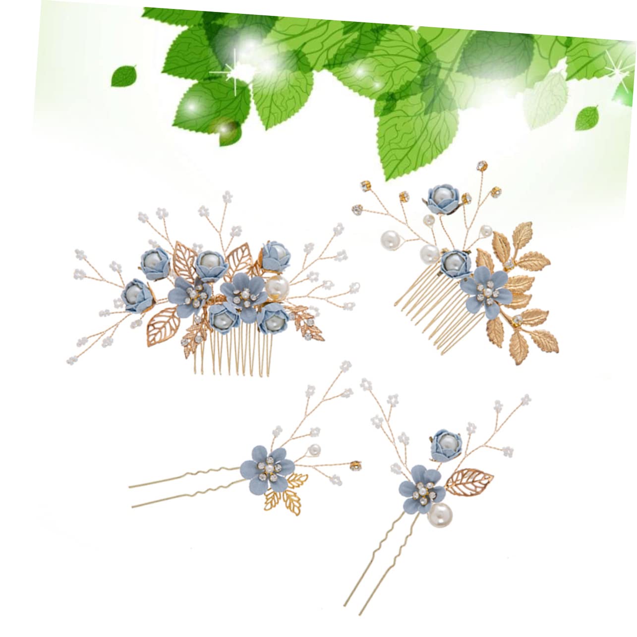 DOITOOL 20 Stk Braut Kopfschmuck Haarnadelstab aus Metall Damen Haar Klammern Haarspangen Strasssteine Golddekor Brautkamm Kamm für Braut Modellieren Blumen Anzug Passen Baby Zubehör