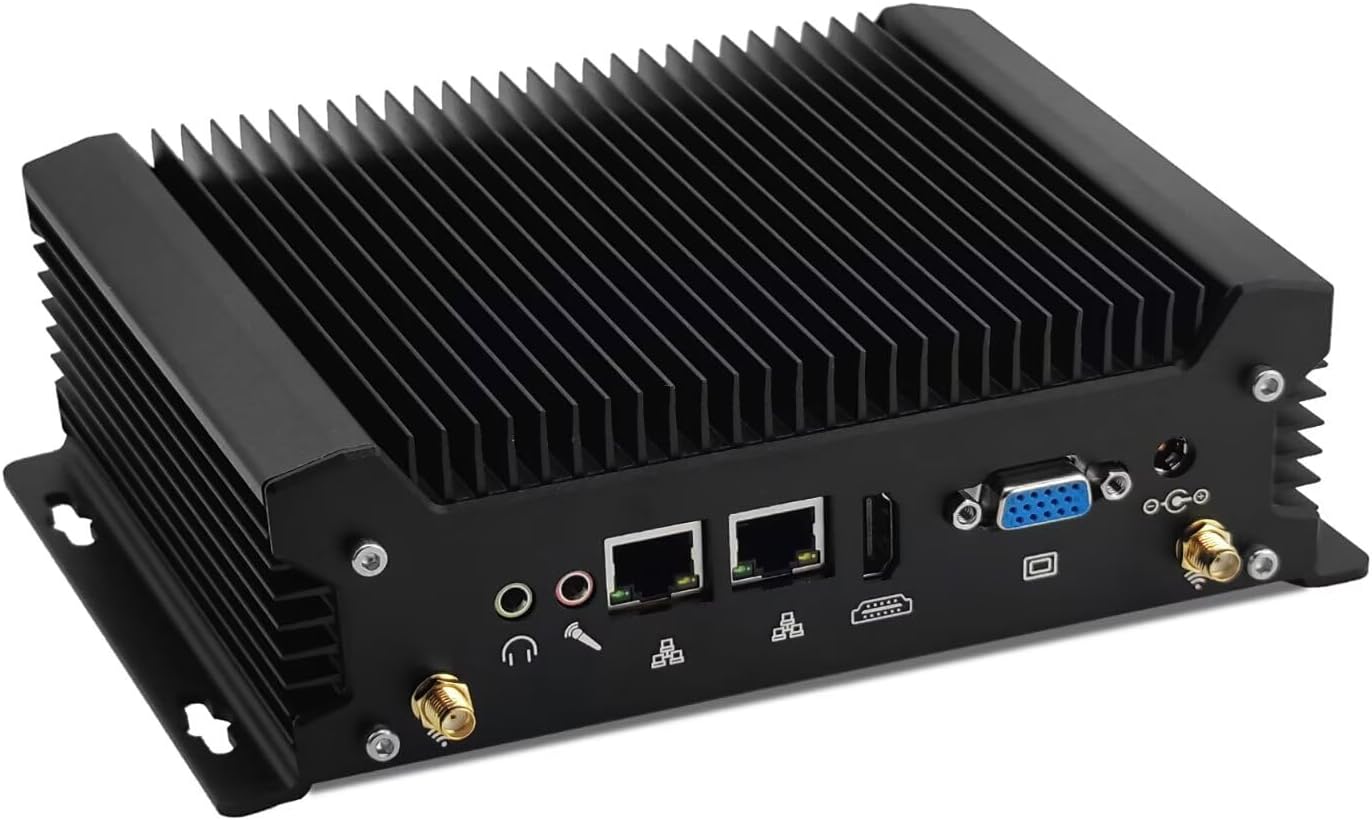 Industrial Mini PC Fanless Core i3-10110U, 2 RS232 COM, DDR4 Barebone NO RAM NO SSD NO OS, Small Destop Computer, Opnsense/Linux/Win Support, HD+VGA, 8 USB, WiFi/BT