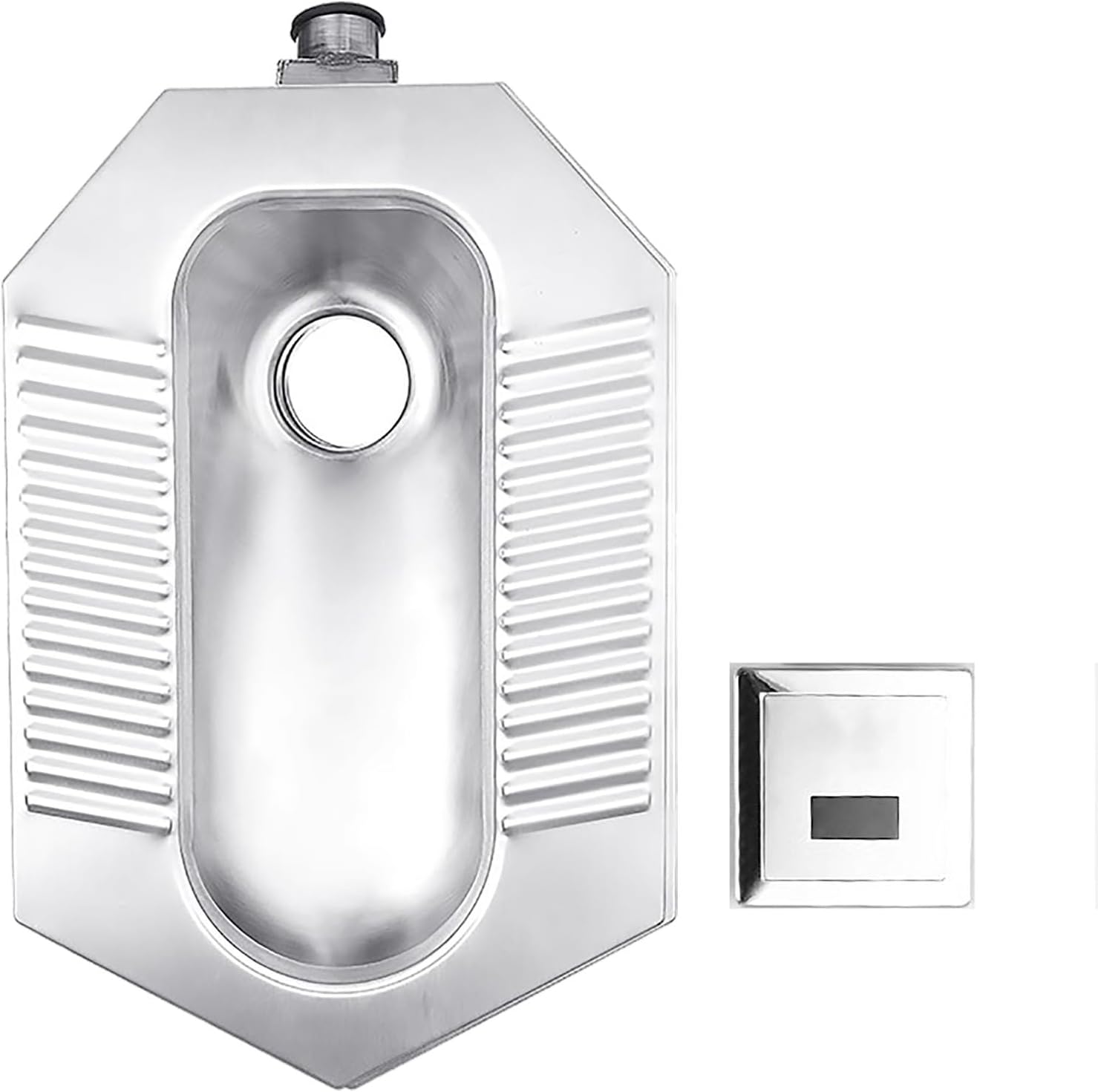 Generic Squat Pit, Public Toilet Water Tank Set with 304 Stainless Steel Squat Toilet, Odor-Resistant,E,A