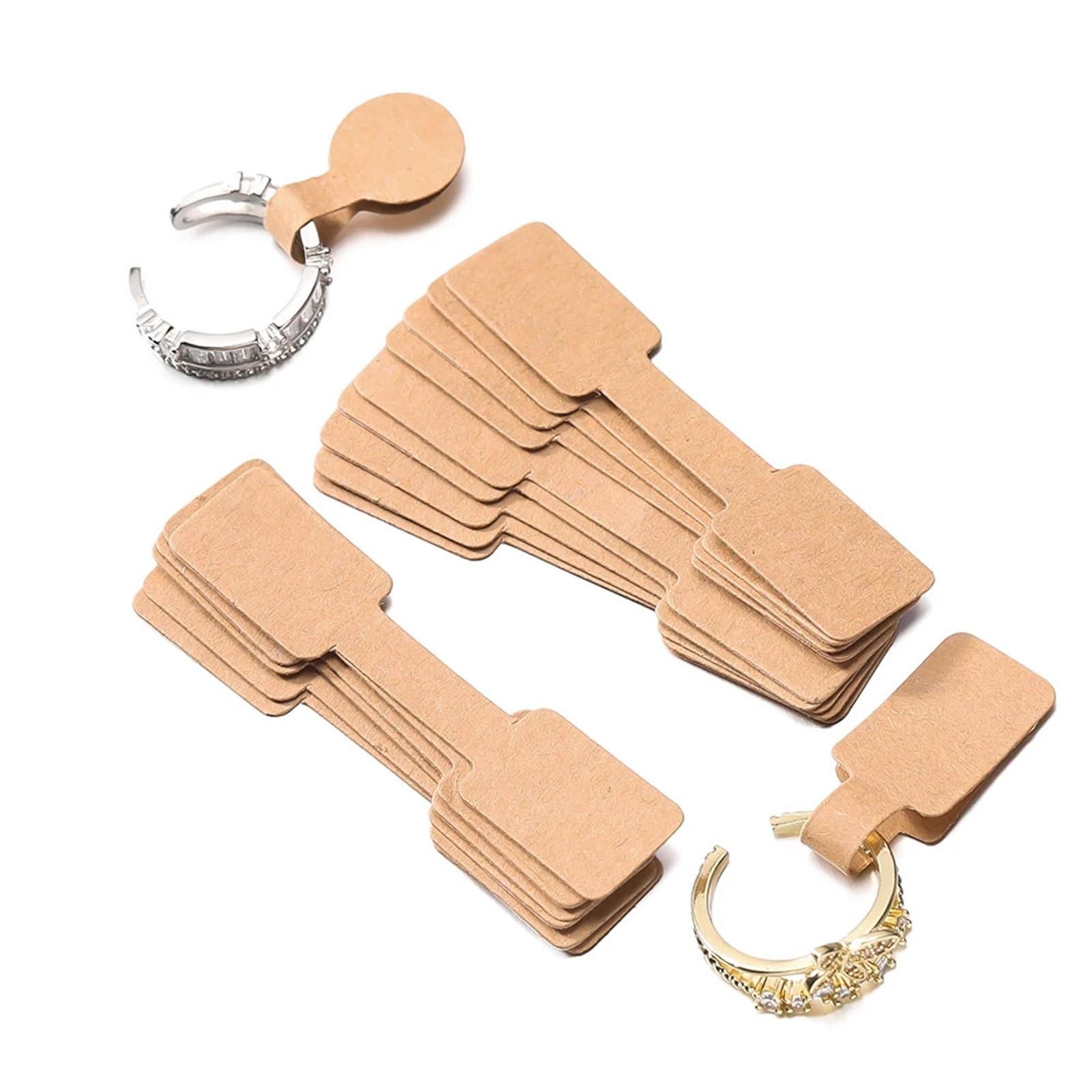 Karty na kolczyki 1000 sztuk biżuterii metki z cenami etykieta samoprzylepna na naszyjnik pierścionek kolczyki karta naprawcza samoprzylepna(Wood Rectangle-S)