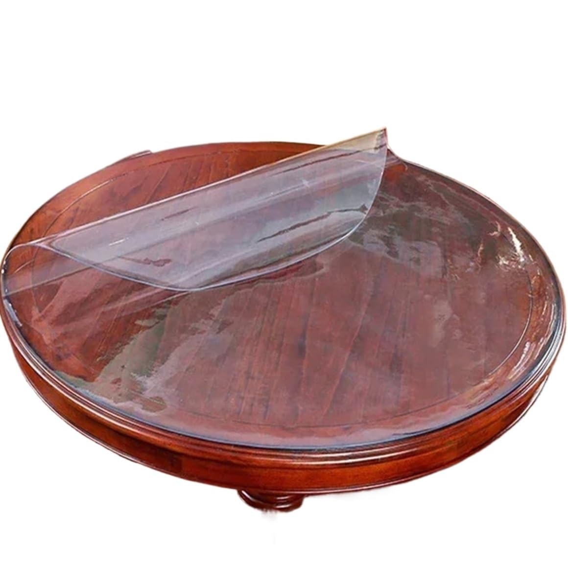 ZFIHAV 1pcs Transparent PVC Round Table Carpet Waterproof Tablecloth Kitchen Pattern Cover Cloth Dining Mat for Tables(Diameter135cm)