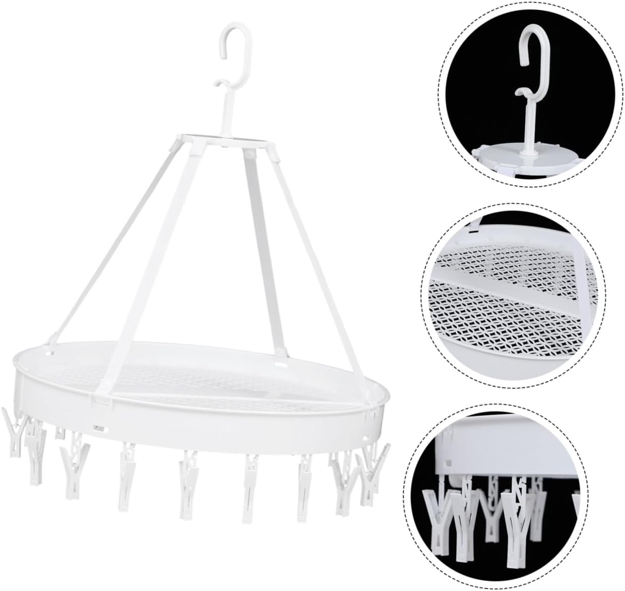 Foldable Windproof Clothes Drying Rack for Underwear, Bras, Socks – Single Layer White Laundry Organizer for Balcony and Indoor Use