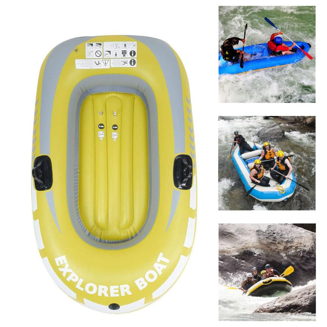 Bateau Gonflable Ensemble de Bateaux gonflables Bateaux à rames épaissis pour Enfants Jaune Une Personne |. pour Enfants