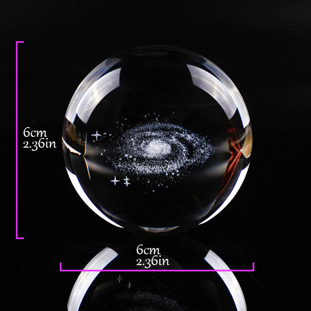 6CM średnica Globe Galaxy miniatury kryształowa kula 3D grawerowane szkło kwarcowe kula kula akcesoria do dekoracji domu prezenty, H