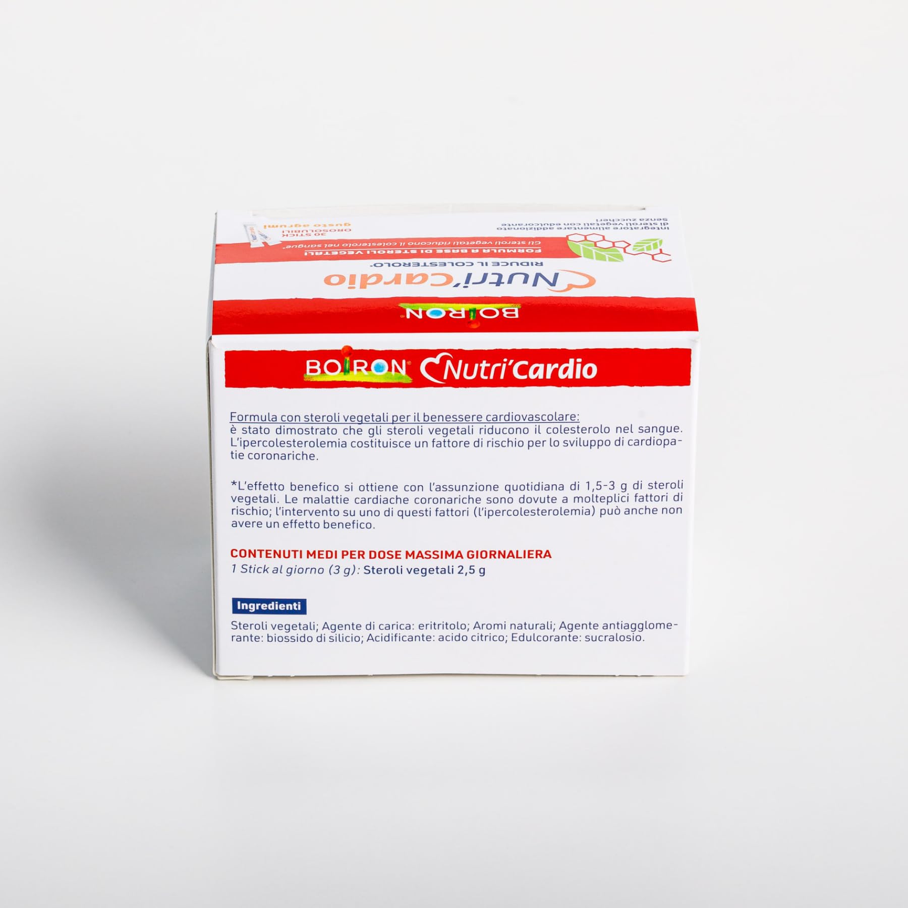 Nutri'Cardio - Integratore Alimentare con Steroli Vegetali o Fitosteroli che Riducono il Colesterolo nel Sangue, Gusto Agrumi, Senza Zuccheri, Senza Lattosio, Senza Glutine - 30 Stick orosolubili